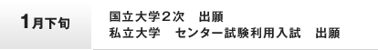 1月下旬 国立大学２次　出願　私立大学　センター試験利用入試　出願