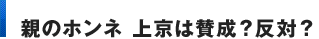 親のホンネ 上京は賛成？反対？